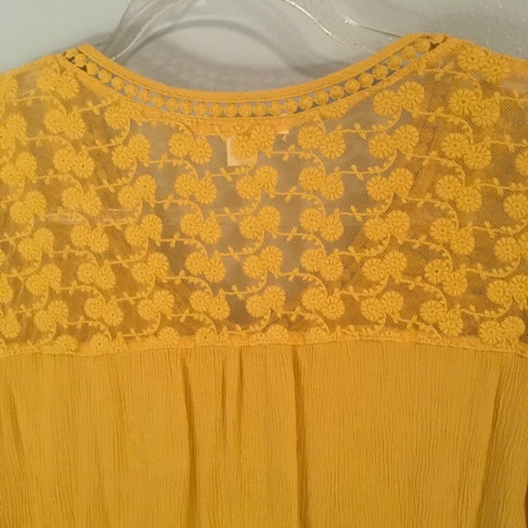John Paul Richard Mustard Yellow Top with Lace - Picture 3 of 8